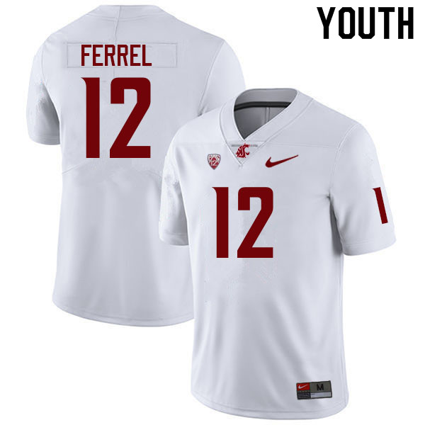 Youth #12 Robert Ferrel Washington State Cougars College Football Jerseys Sale-White - Click Image to Close